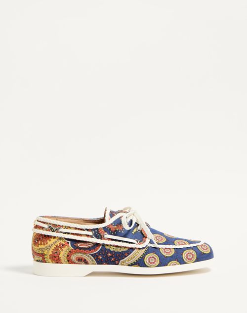 Valentino Garavani - Palm Avenue Boat Shoe In Voyage Imaginaire Denim Fabric And Nappa - Denim/ivory - Man - Shelf - M Shoes - Palm Avenue