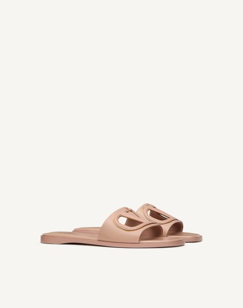 Valentino Garavani - Vlogo Cut-out Calfskin Slide Sandal - Rose Cannelle/antique Brass - Woman - Slides And Thongs