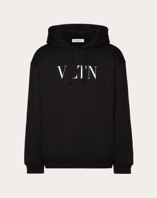 Hooded Sweatshirt With Vltn Print for Man in Black