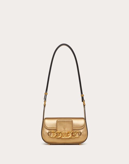 Valentino Garavani - Vlogo Chain Small Laminated Nappa Shoulder Bag - Antique Brass - Woman - Vlogo Chain - Bags