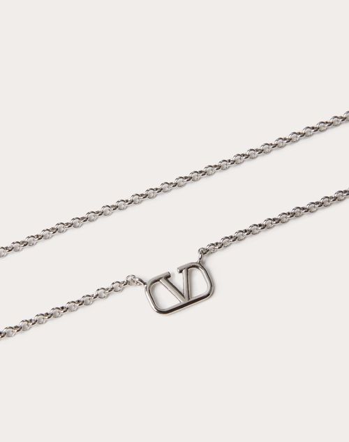 Valentino Garavani - Vlogo Signature Metal Necklace - Palladium - Man - Jewelry