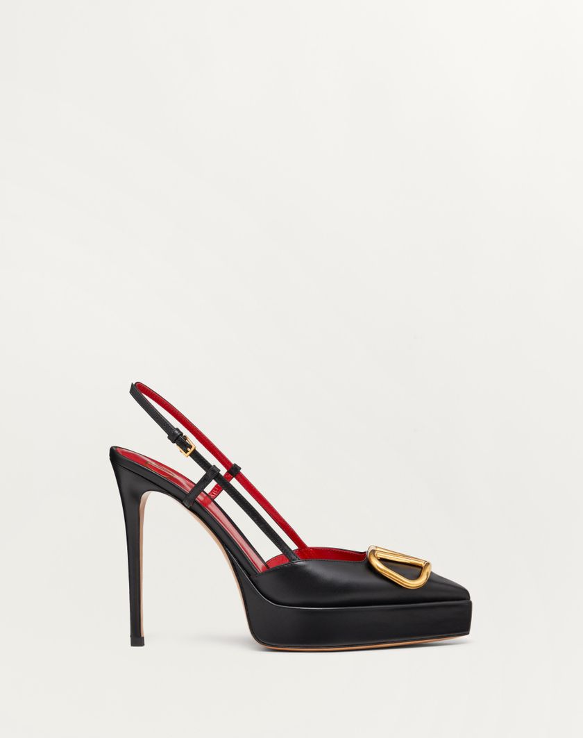 Valentino Handbags Décolleté Slingback Con Plateau Vlogo Signature In Vitello 120mm per Donna in Nero | Valentino IT