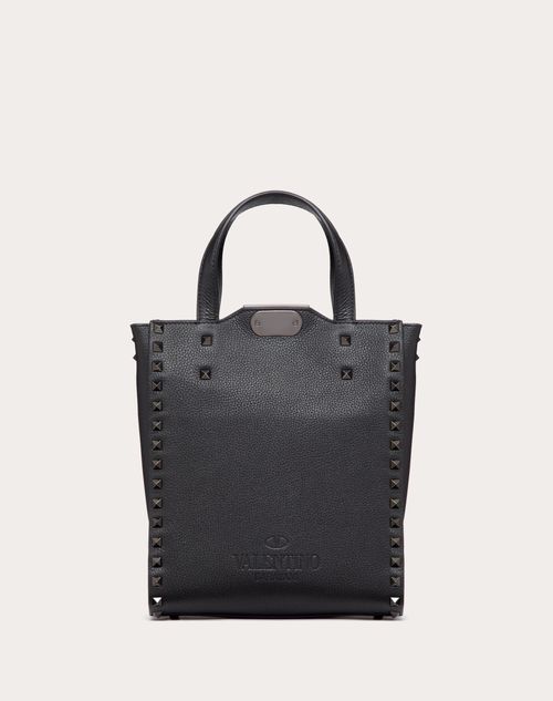 Small rockstud grainy calfskin shopper clearance