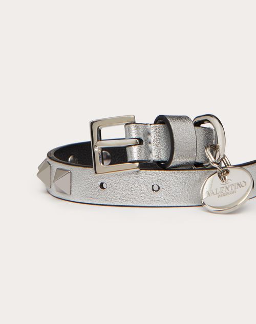 Valentino Garavani - Valentino Garavani Rockstud Pet Collar 12 Mm - Silver - Woman - Pet Accessories