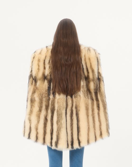 Valentino - Printed Shearling Caban Coat - Beige/brown - Woman - Coats And Outerwear