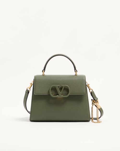 Valentino Garavani - Valentino Garavani Vsling Small Handbag In Grainy Calfskin - Military Green - Woman - Top Handle Bags