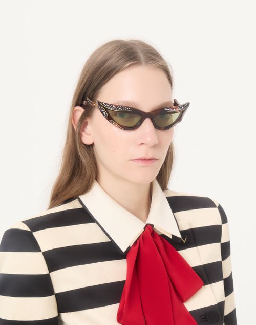 Valentino - Cat-eye Acetate Eyewear - Havana/green - Unisex - Eyewear