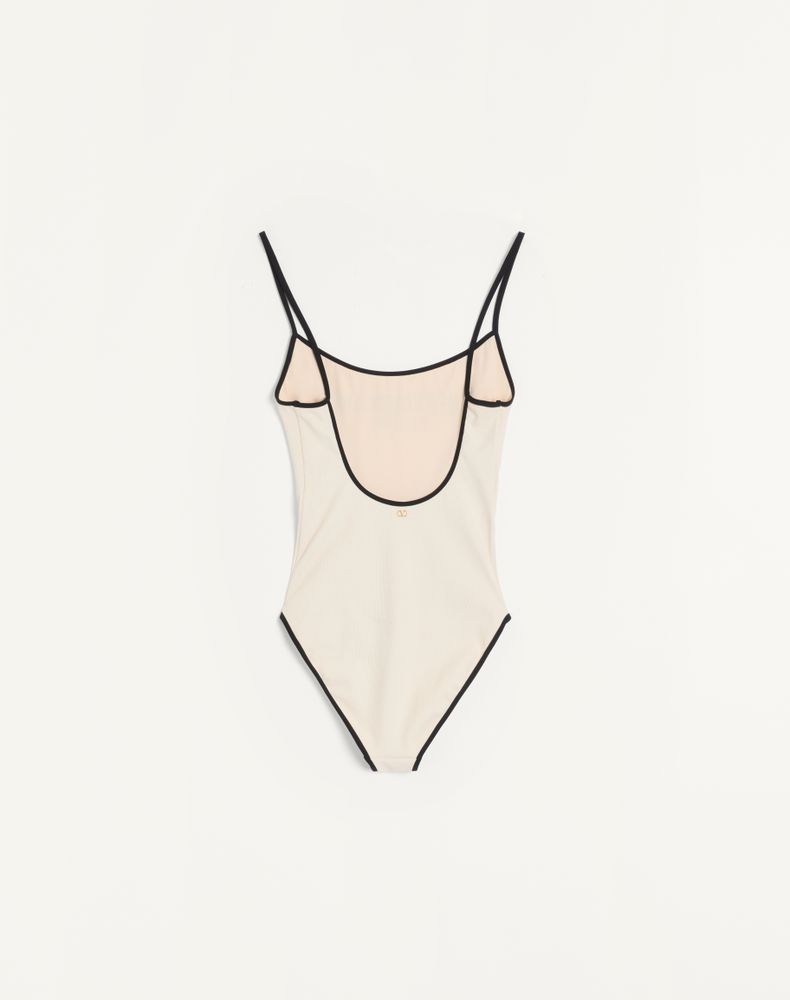 Valentino Lycra Piqué Swimsuit Woman Birch/Black S