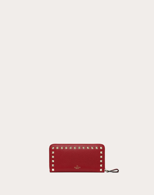 Valentino Garavani Rockstud Pet Customizable Wallet for Woman in Red V./ poudre