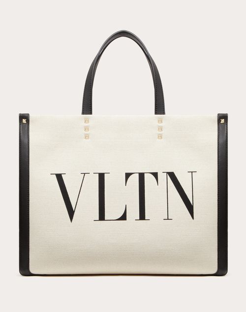 Valentino Vltn Grande Plage Medium Canvas & Leather Tote