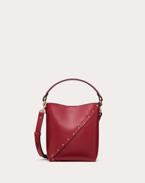 Valentino Garavani - Valentino Garavani Valentino Garavani Rockstud Wispy Calfskin Bucket Bag - Rosso Valentino - Woman - Shoulder Bags