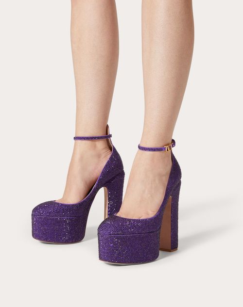 Valentino Pump With Crystals 155mm for Woman in Electric Violet | Valentino US