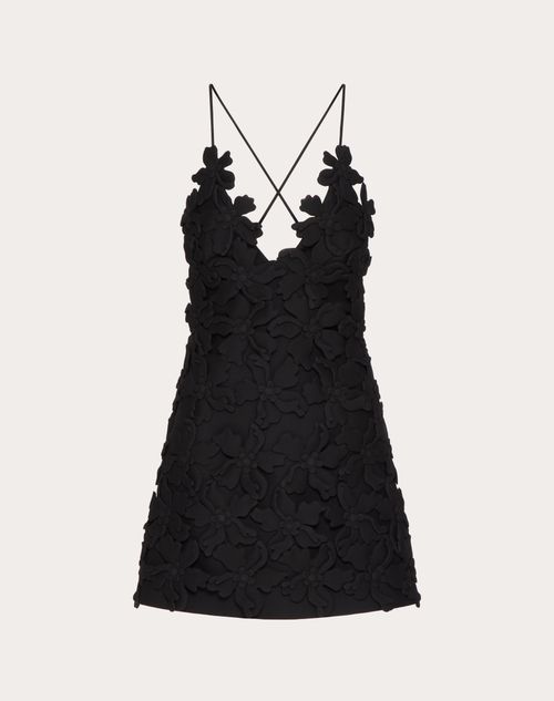 Valentino - Vestido De Crepe Couture Corto Y Bordado - Negro - Mujer - Ropa
