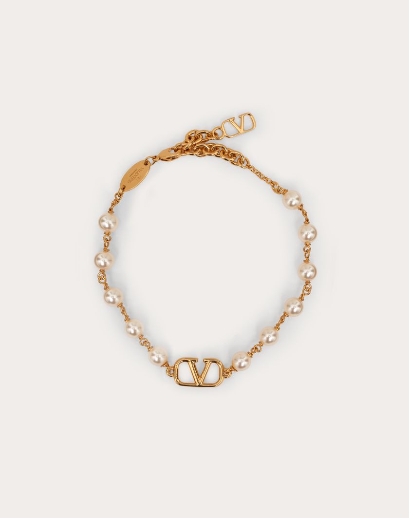 Valentino Handbags Bracciale Vlogo Signature Con Perle Swarovski® per Donna in Oro | Valentino IT