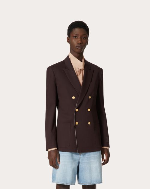 Double-breasted Jacket In Stretch Cotton for Man in Ebony