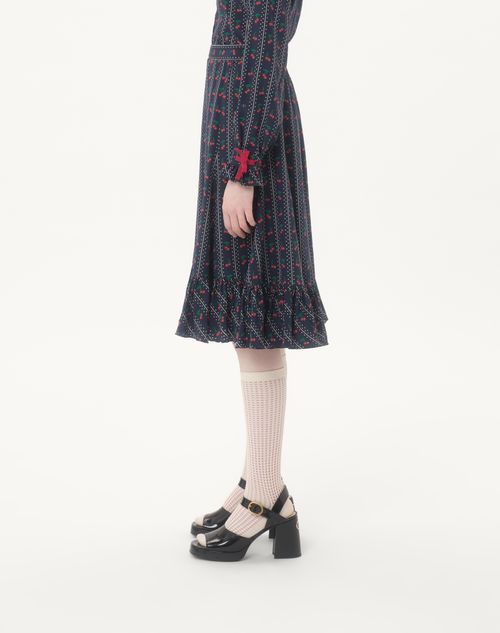クレープデシン チェリフィックプリント ミディスカート for クレープデシン チェリフィックプリント ミディスカート for