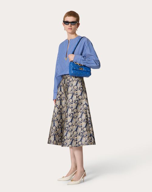 Valentino - Midirock Aus Metamorphos Tulips Brocade - Gold/blau - Frau - Röcke