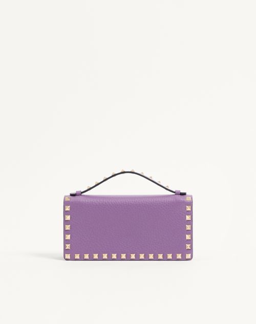 Valentino Garavani - Rockstud Wallet With Chain In Grainy Calfskin - Lilac - Woman - Mini Bags