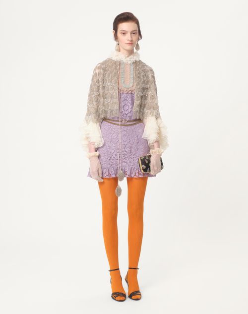 Valentino - Short Dress In Embroidered Heavy Lace - Multicolor - Woman - Woman Ready To Wear Sale