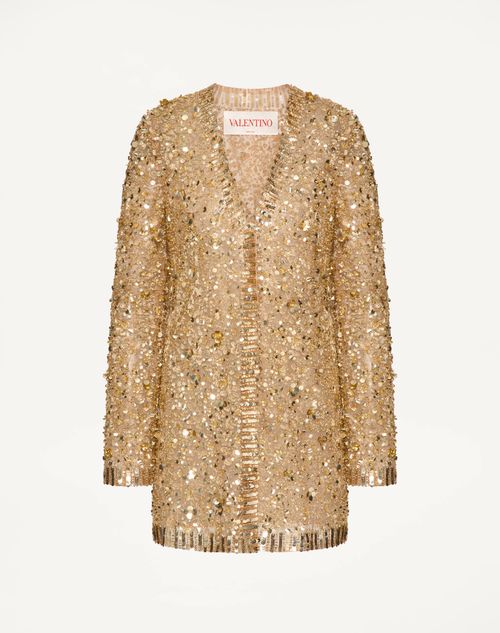 Valentino - Embroidered Tulle Illusion Jacket - Gold - Woman - Jackets And Blazers