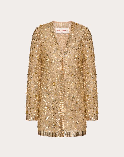 Valentino - Embroidered Tulle Illusion Jacket - Gold - Woman - Jackets And Blazers