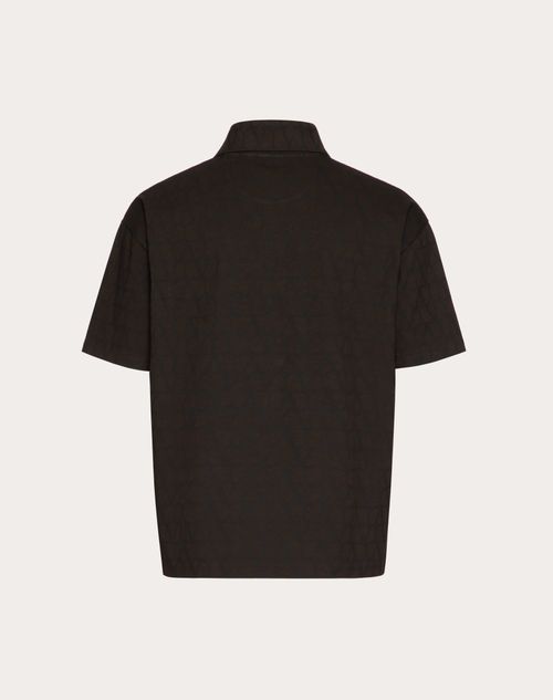 Valentino - Cotton Polo Shirt With Toile Iconographe Print - Ebony/black - Man - Tshirts And Sweatshirts