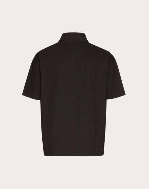 Valentino - Cotton Polo Shirt With Toile Iconographe Print - Ebony/black - Man - T-shirts And Sweatshirts