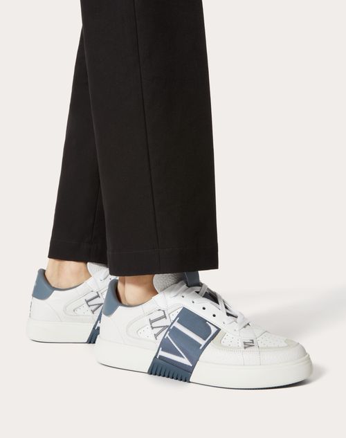 VLTN LOW TOP CALFSKIN AND FABRIC SNEAKER WITH BANDS