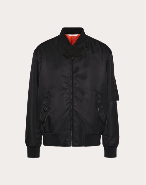 Valentino - Bomber En Nylon À Broderie Florale - Noir - Homme - Blousons Et Doudounes