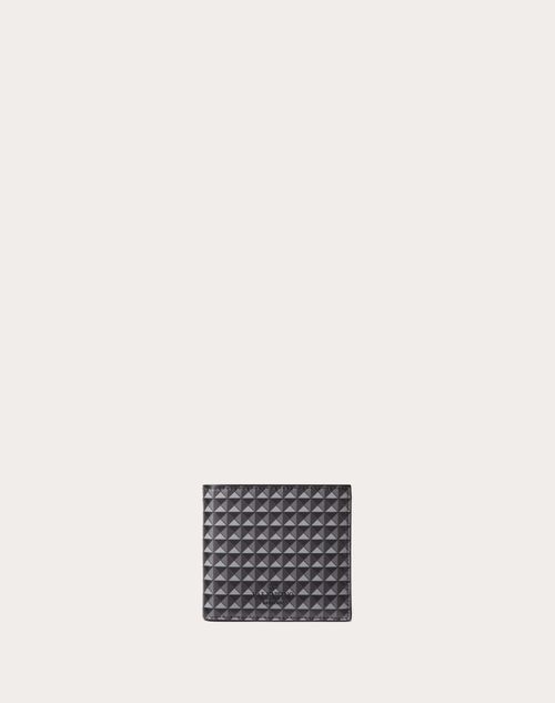 Valentino Garavani - Mini Stud Wallet - Gray/black - Man - Wallets And Small Leather Goods