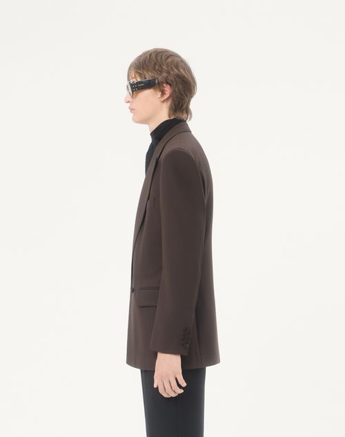 Valentino - Valentino Double-breasted Jacket In Light Double Wool - Dark Brown - Man - Coats And Blazers