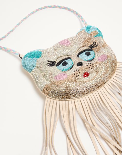 Valentino Garavani - Valentino Garavani Le Chat De La Maison Shoulder Bag With Rhinestones - Butter - Woman - Clutches