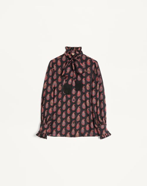 Valentino - Pekin Shirt With Voyage Imaginaire Print - Blue - Woman - Shirts & Tops