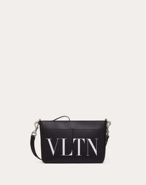 Petit Sac À Bandoulière Vltn En Cuir pour Homme en Noir