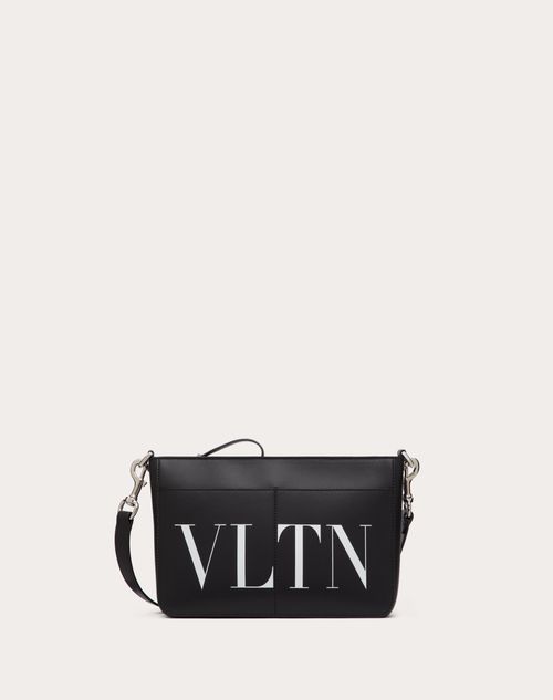 Valentino Garavani - Vltn Leather Crossbody Bag - Black/white - Man - Man Sale