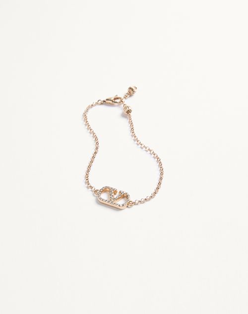 Valentino Garavani - Vlogo Signature Bracelet In Metal And Swarovski® Crystals - Gold/crystal - Woman - Jewelry