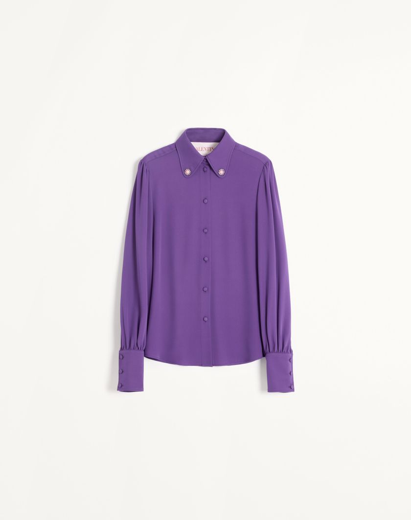 Valentino Handbags Camicia In Georgette per Donna in Violet | Valentino IT