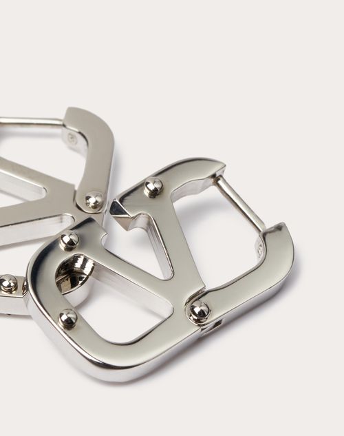 Valentino Garavani - Vlogo Type Metal Earrings - Palladium - Man - Accessories