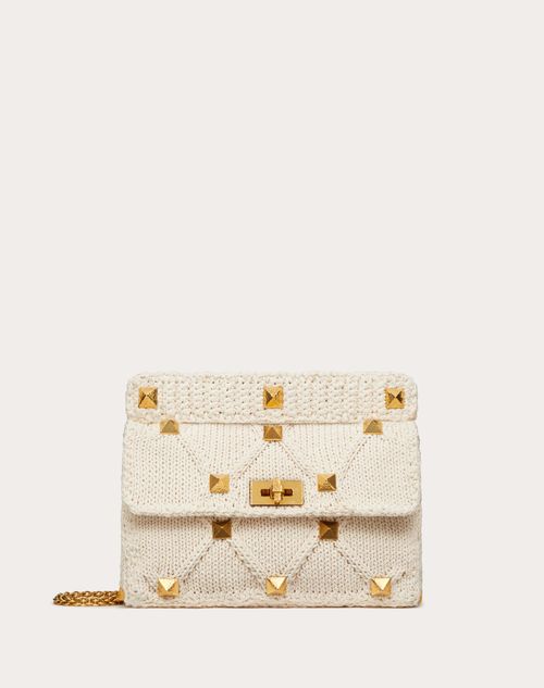Large Roman Knitted Bag Chain Woman in Ecru | Valentino US
