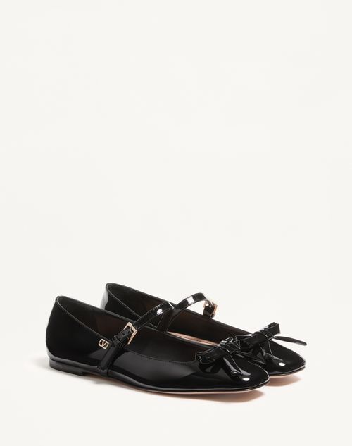Valentino Garavani - Mary-jane Romance Bow Ballerina In Patent Leather - Black - Woman - Woman Sale