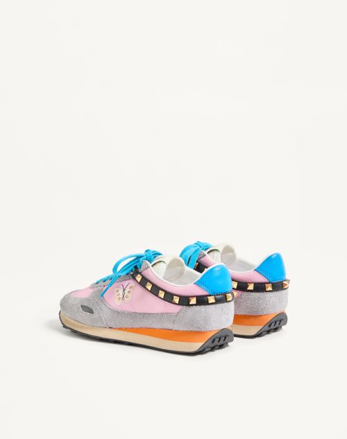 Valentino Garavani - スタッドアップ バタフライエンブロイダリー スプリットレザー X ナイロン スニーカー - ローズ/マルチカラー - ウィメンズ - スニーカー