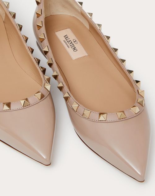 Patent Ballet Flat for Woman in Black/poudre | Valentino US