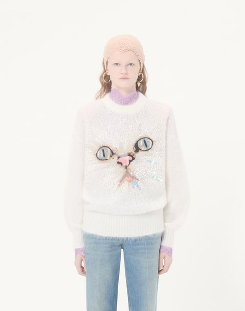 Valentino - Embroidered Mohair Wool Jumper - White - Woman - Knitwear