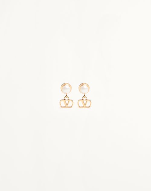 Valentino Garavani - Vlogo Signature Metal And Pearl Earrings - Gold/cream - Woman - Accessories