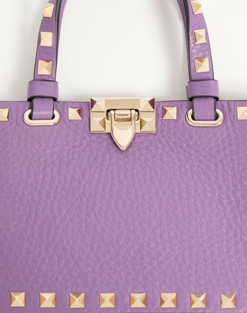 Valentino Garavani - Mini Borsa Shopping Rockstud In Vitello Granato - Lilla - Donna - Borse Shopping