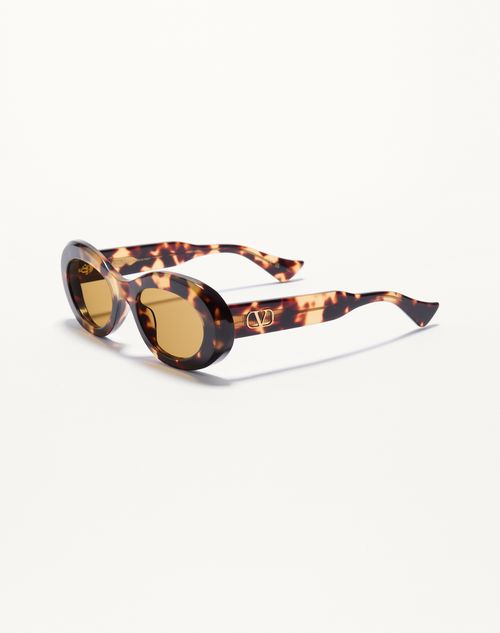 Valentino - Oval Acetate Eyewear - Havana/brown - Woman - Eyewear