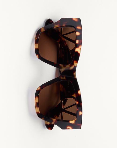 Valentino - Rectangular Acetate Eyewear - Havana/brown - Woman - Eyewear
