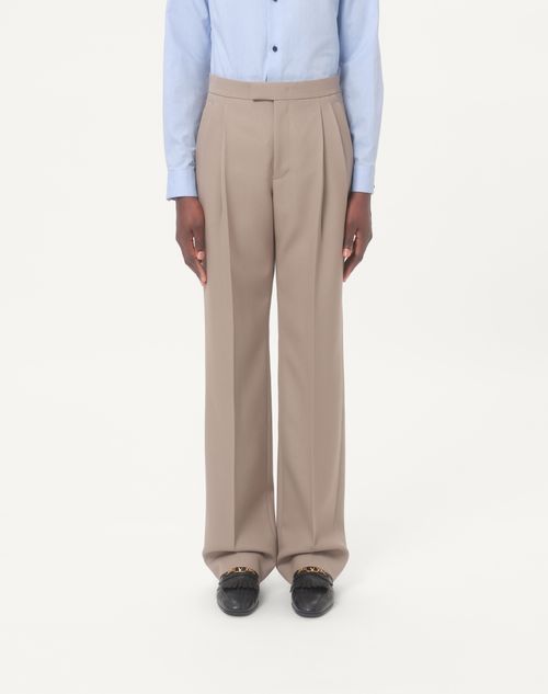 Valentino - WOOL GABARDINE PANTS - Grey - Man - Pants And Shorts