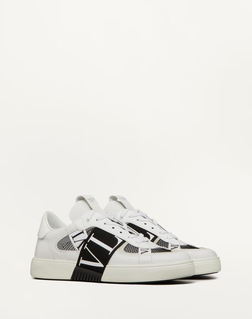 Valentino Garavani - Low-top-sneaker Vl7n Aus Kalbsleder Und Mesh Mit Bändern - Weiss/ Schwarz - Mann - Sneaker