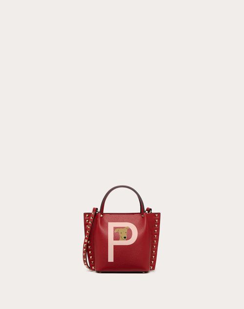 Valentino Garavani - Valentino Garavani Rockstud Pet Small Customizable Shopper - Red V./poudre - Woman - Totes